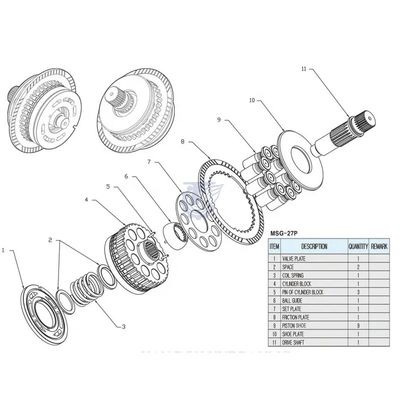 MAG-18 MAG-27 pièces de moteur de voyage, Msg-18 Msg-27p Msg-44 pièces et réparations de moteur final
