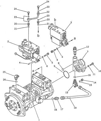 708-23-04014 PC100-5 120-5 150-5 Assemblage de pompe hydraulique (HPV55+55) Pièces détachées Komatsu
