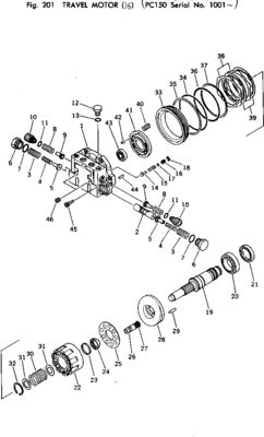 21K-60-00020 Pour Komatsu PC150-1 Excavateur Assemblage de déplacement Drive final Moteur de déplacement original Après-vente Haute qualité