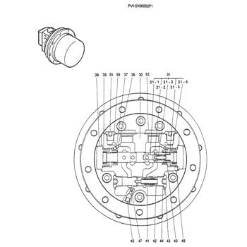 PV15V00002F1 Pour Kobelco SK025-2 SK030-2 Excavateur assemblage de déplacement moteur de déplacement d'origine