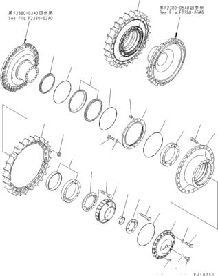 195-27-00940 195-27-00950 195-27-00920 Pour le bulldozer Komatsu D375A-6 Assemblage de déplacement
